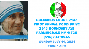 First Annual Food Drive @ Columbus Lodge #2143